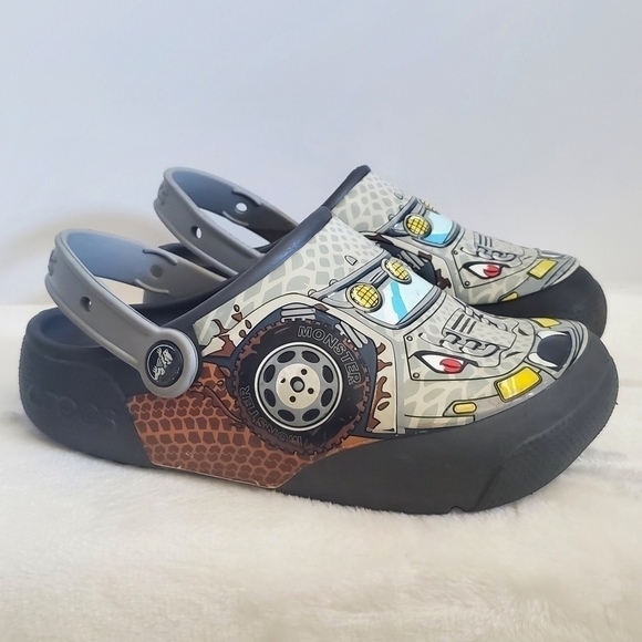 CROCS Funlab Monster Truck LED Light Gray Slip On Clogs Size Jr 3 - Picture 1 of 16